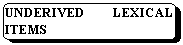 Rounded Rectangle: UNDERIVED LEXICAL ITEMS