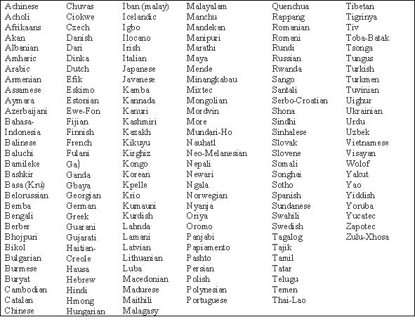 Critical Languages According to US government