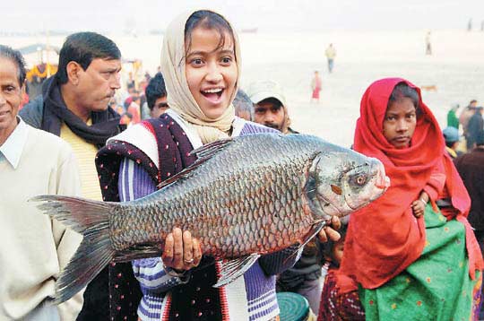 Assamese Film Star with Big Fish